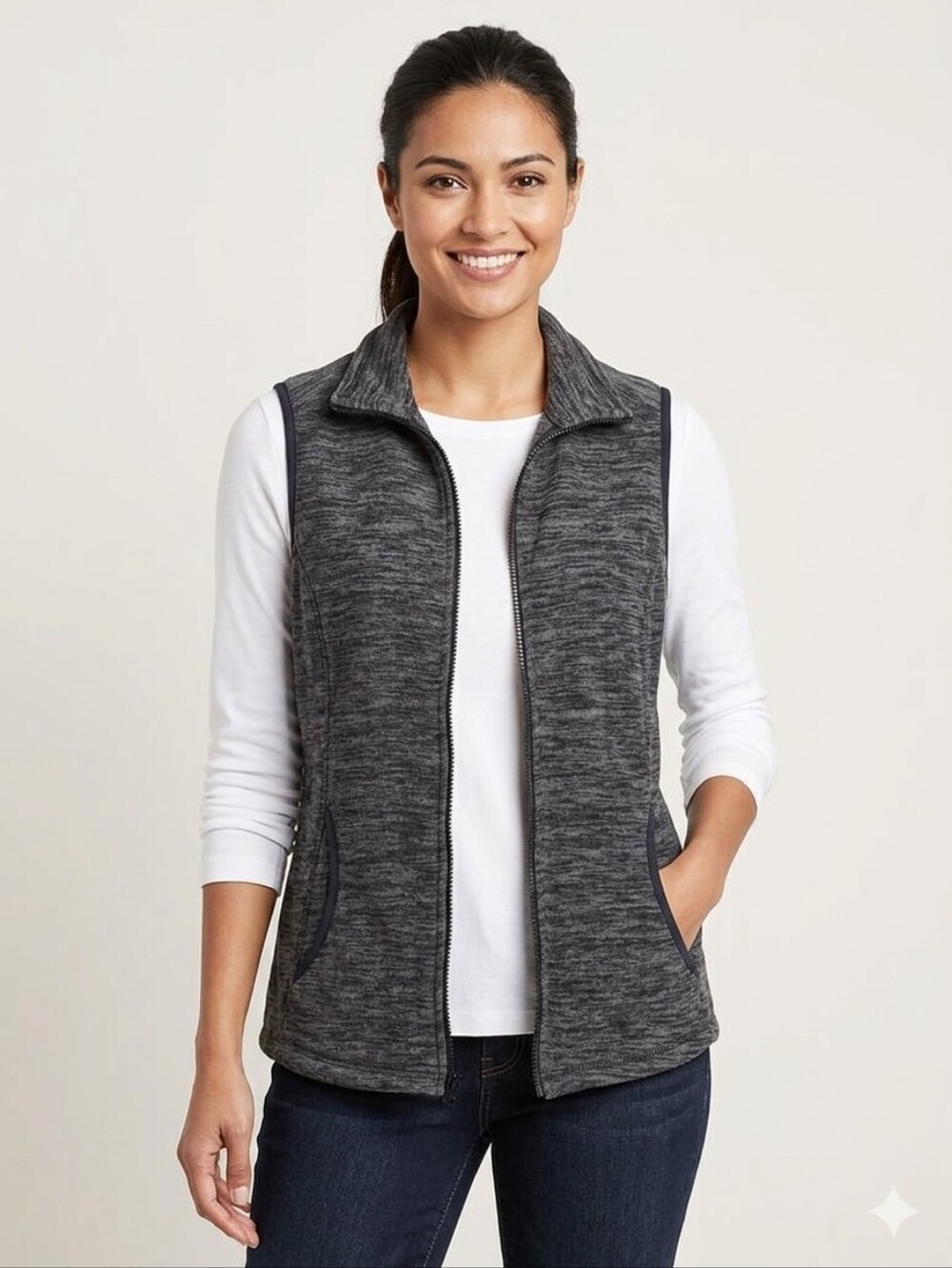 St. John's Bay Active Full-Zip Fleece Vest-Sm #063